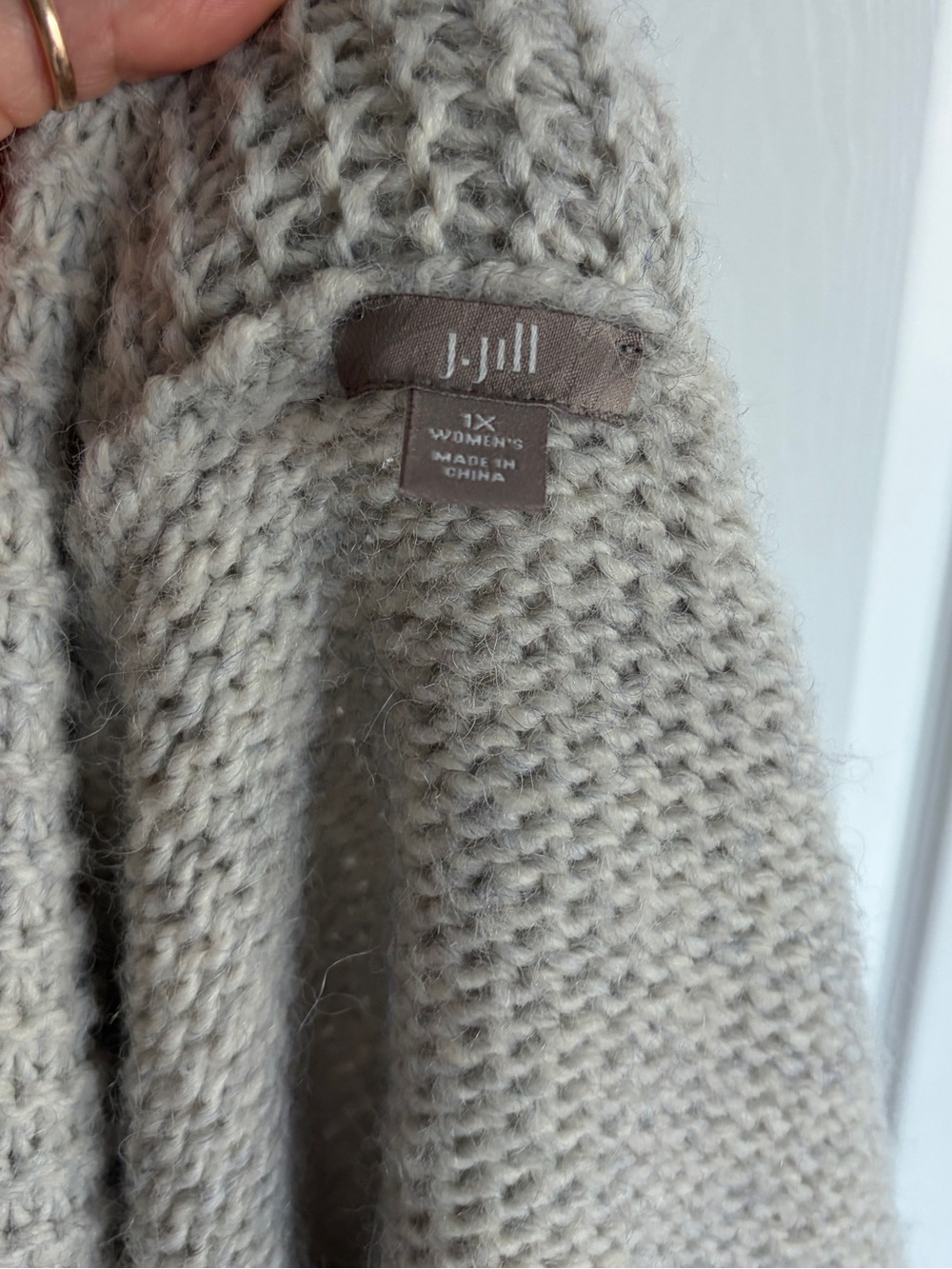 J. Jill Alpaca Blend Shawl Collar Open Front Cardigan Heavy Knit Gray - Picture 2 of 5